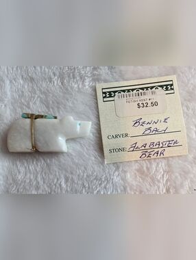 Zuni Fetish Bear Carving Alabaster Stone